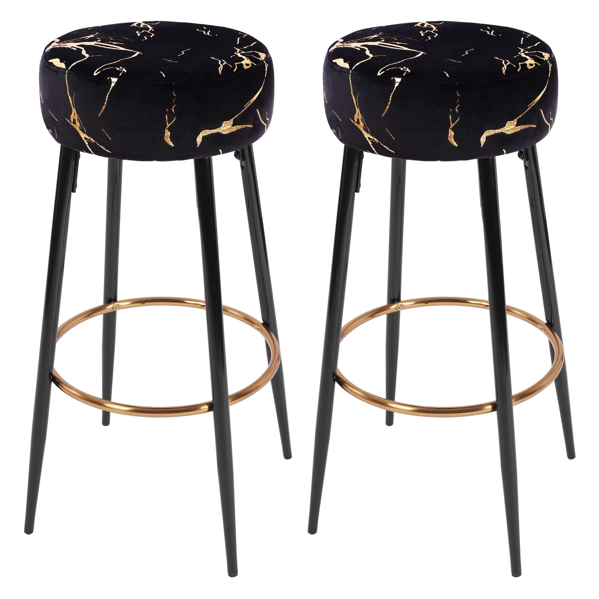 Modern Round Velvet Bar Stools Set of 2 - 30