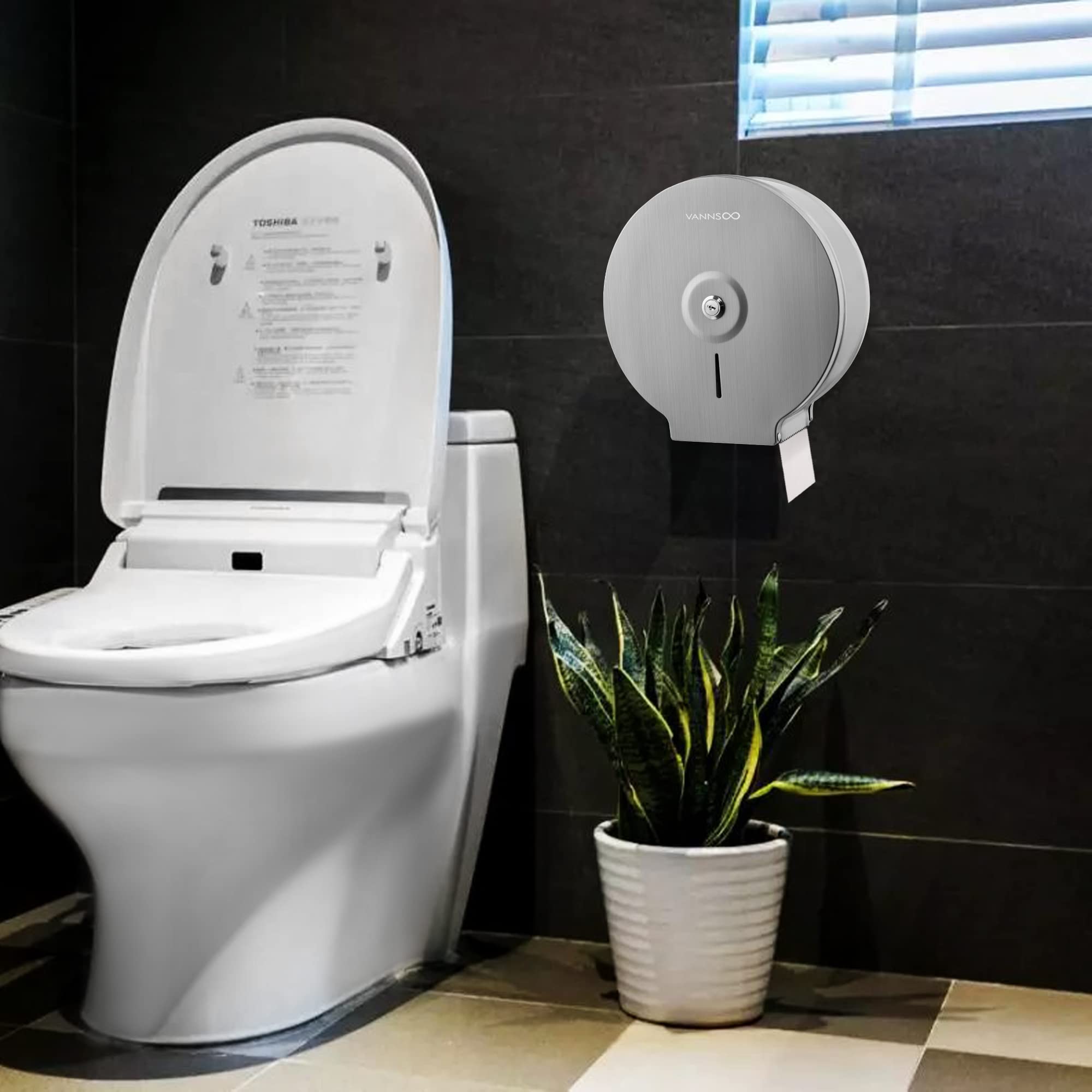 Commercial Toilet Paper Dispenser & Toilet Seat Cover Dispenser - Heavy Duty Stainless Steel Bathroom Tissue Holder - Ideal for Restaurants, Offices, and Public Restrooms