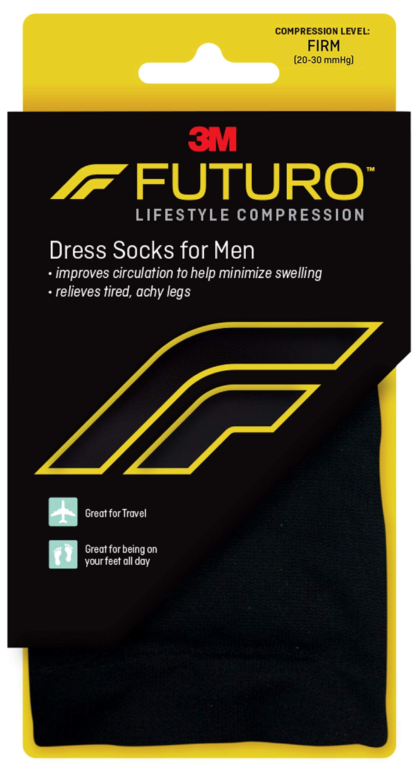 FUTURO Men's Firm Compression Dress Socks - Black X-Large (6 Pairs) - Support for Circulation & Comfort - Ideal for Work, Travel & Everyday Wear