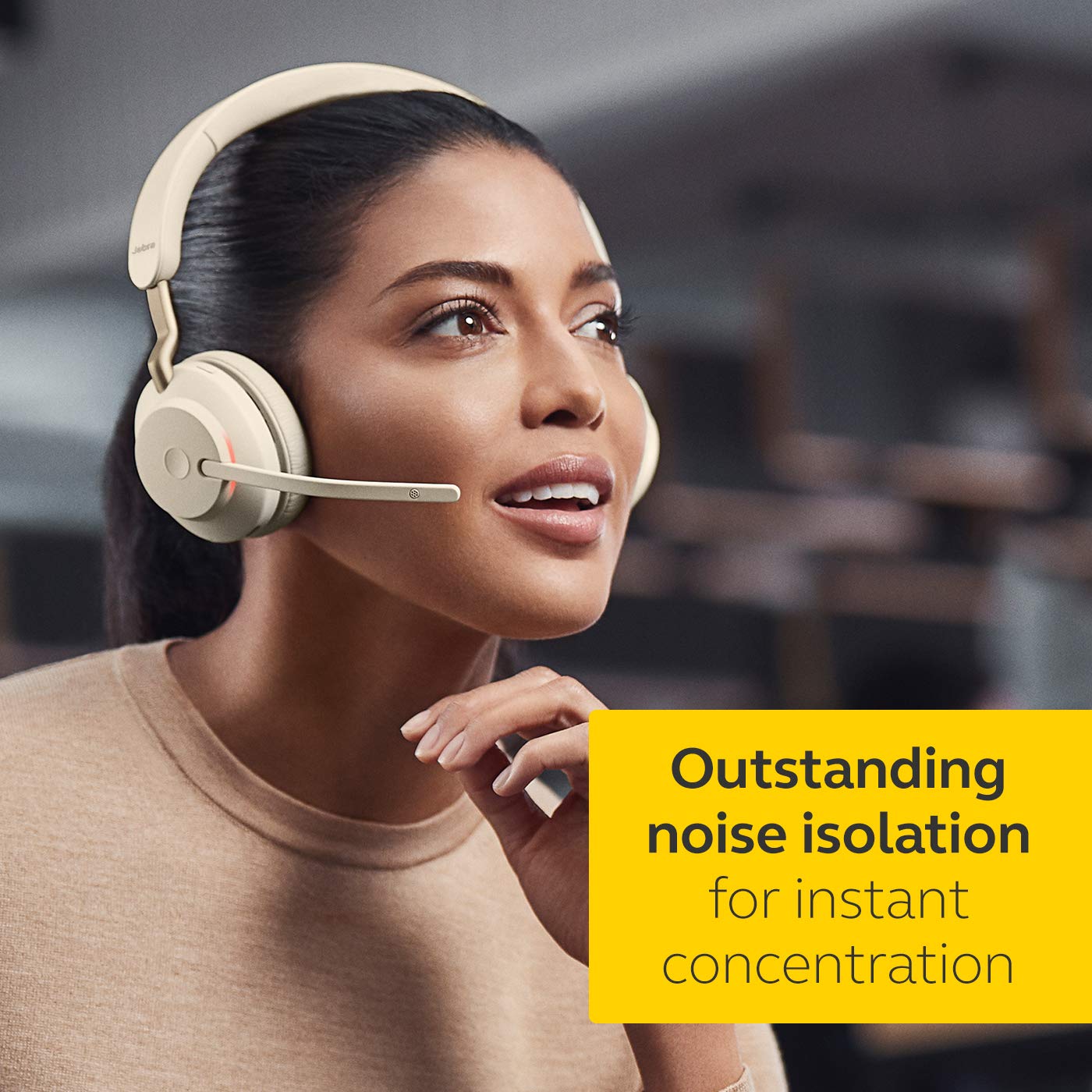 Jabra Evolve2 65 Wireless Headset with USB-C - Stereo Sound, Noise Cancelling, Beige | Perfect for Home Office, Remote Work & Music Listening