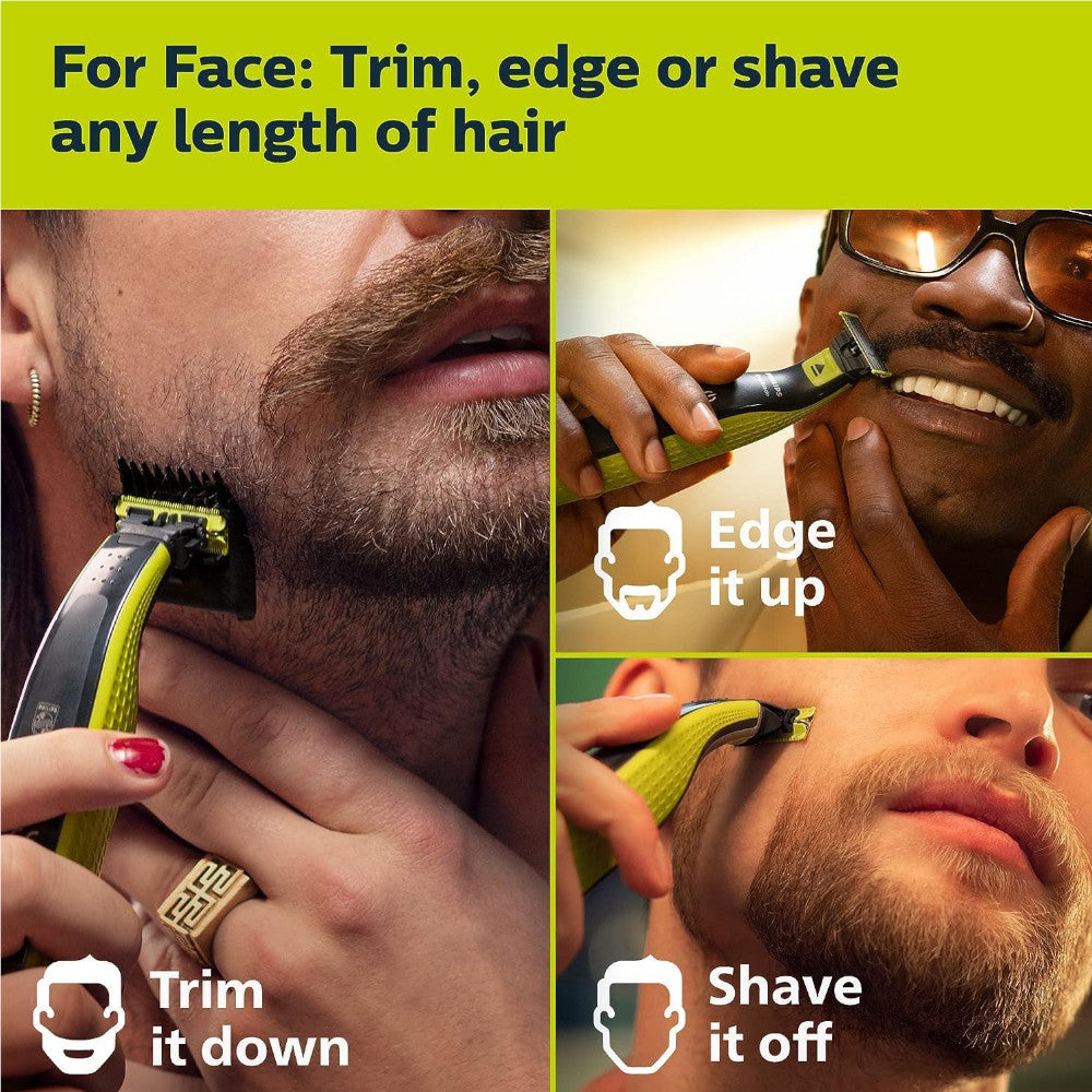 PHILIPS QP2724/22 OneBlade 360 Face & Body Trimmer - Wet & Dry Shaving, Trimming & Edging for Men - Perfect for Travel, Gym & Daily Grooming