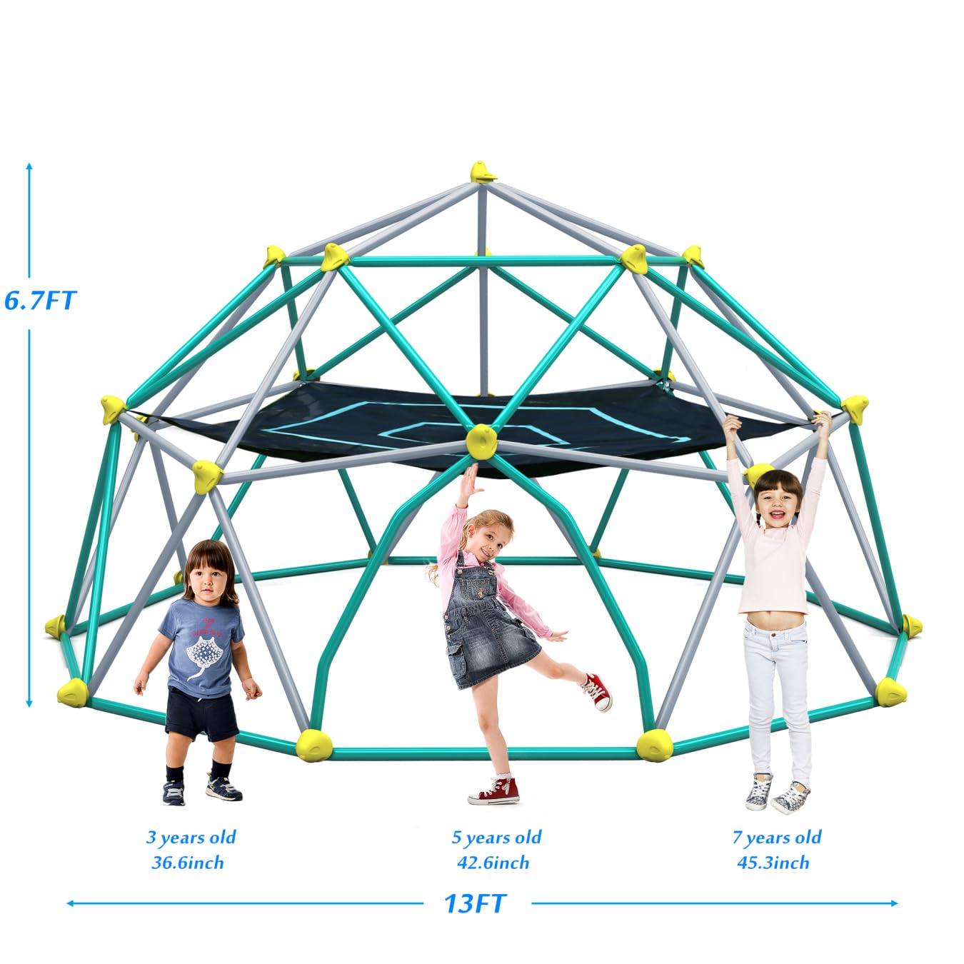 13ft Outdoor Climbing Dome with UV-Resistant Steel Frame & Canopy - 1000 lbs Weight Capacity - Geometric Jungle Gym for Backyard, Garden & Playground - Perfect for Kids Outdoor Play, Fitness Training & Adventure Activities