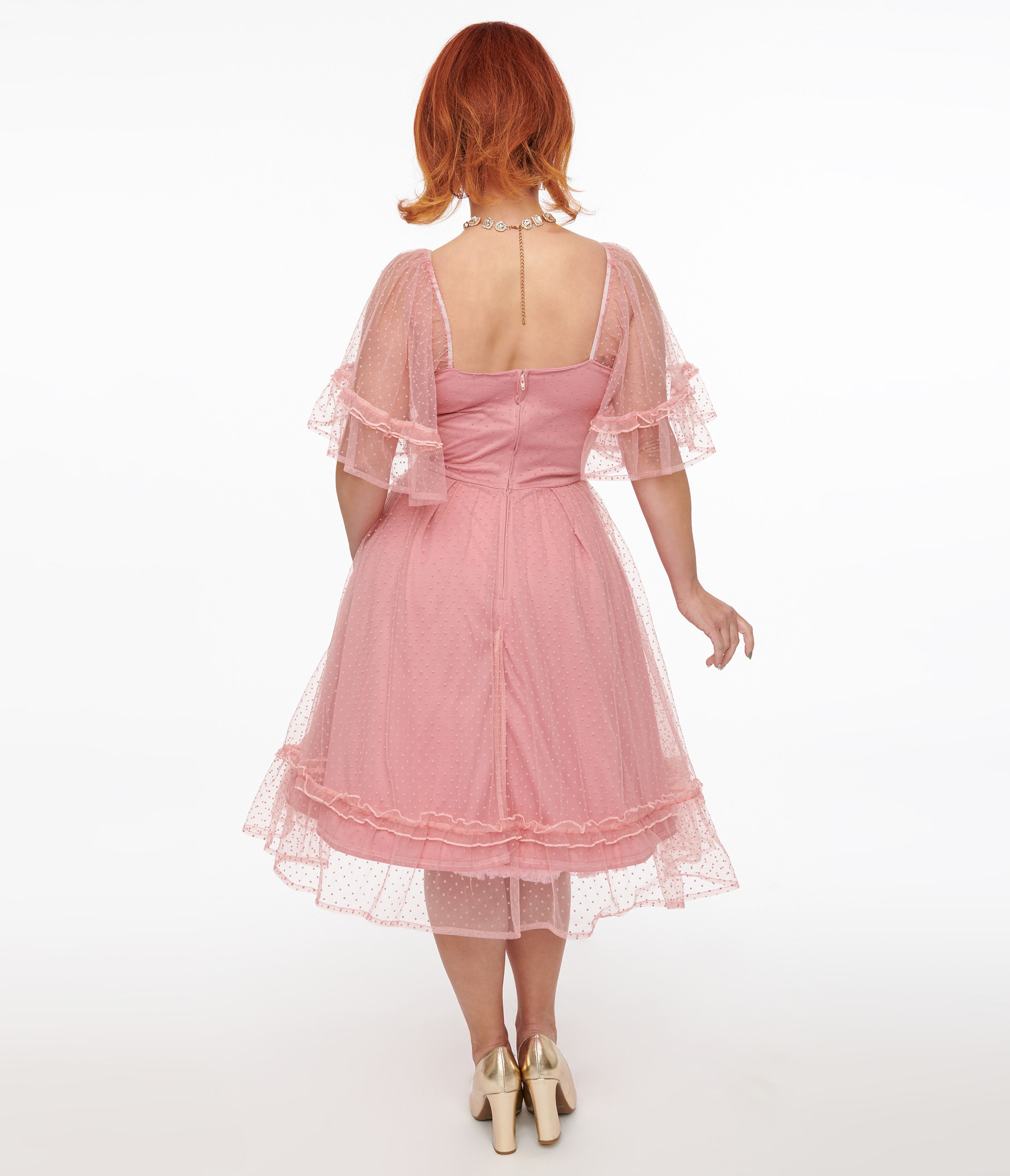 Vintage 1950s Rose Ruffle Sweetheart Swing Dress - Retro Pinup Style for Parties, Weddings & Special Occasions
