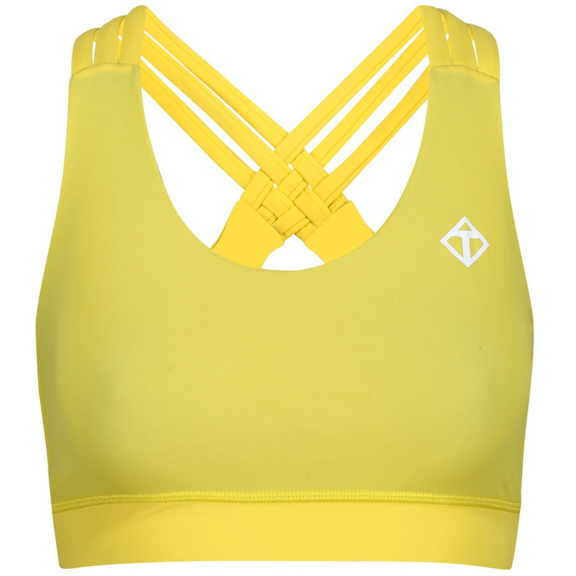 Sexy Yellow Cross Back Sports Bra for Women - Comfortable Workout & Yoga Top - Perfect for Gym, Running, and Activewear