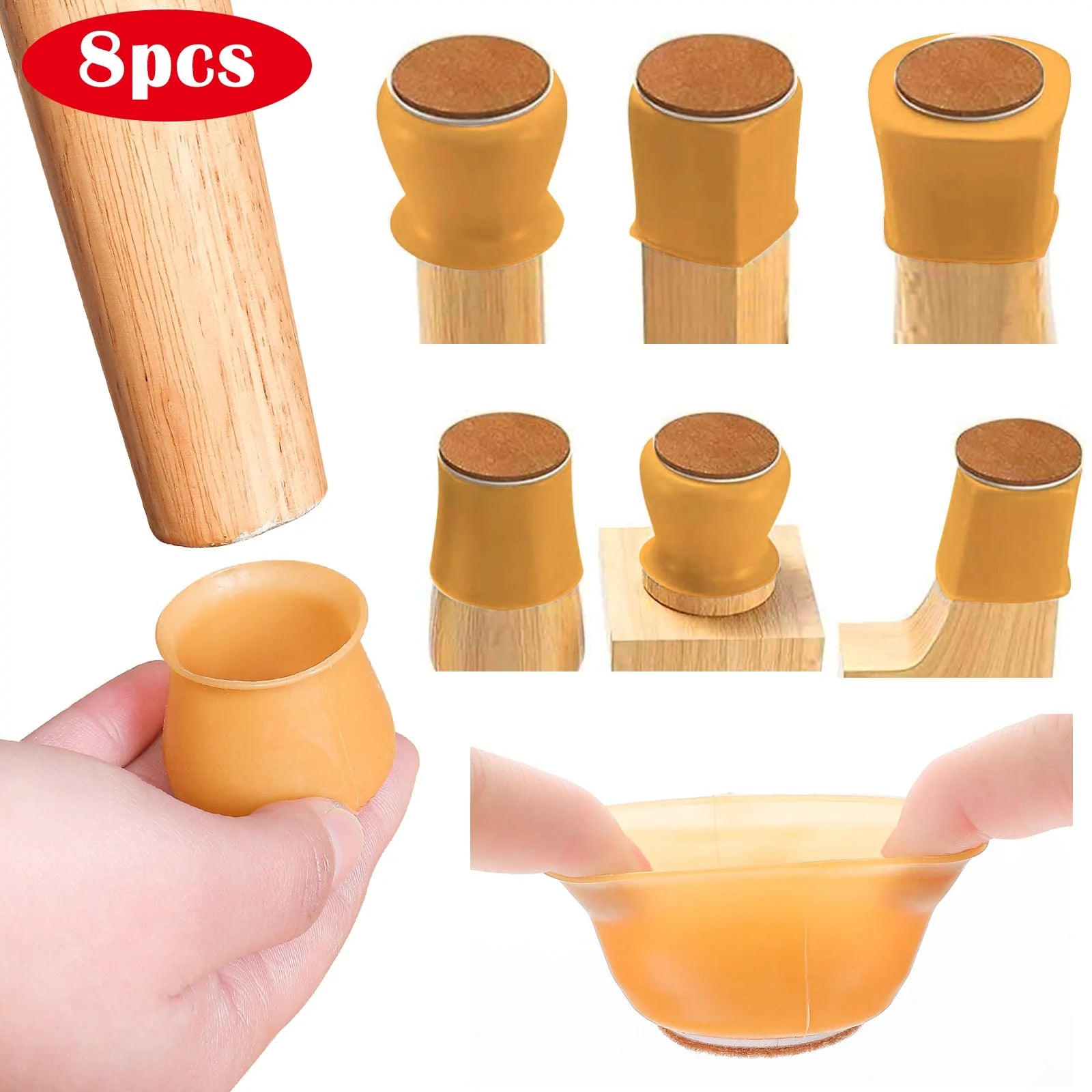 16-Piece Silicone Furniture Leg Protectors - Non-Slip Floor Protectors for Chairs, Tables & Couches | Scratch & Noise Reduction for Hardwood & Tile Floors | Home & Office Use