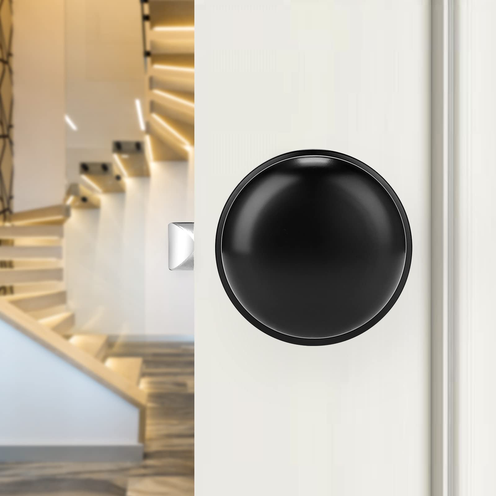 Probrico 10-Pack Matte Black Interior Door Knobs - Passage Door Handles for Closet & Hallway | Universal Design for Bedroom, Bathroom & Office Doors