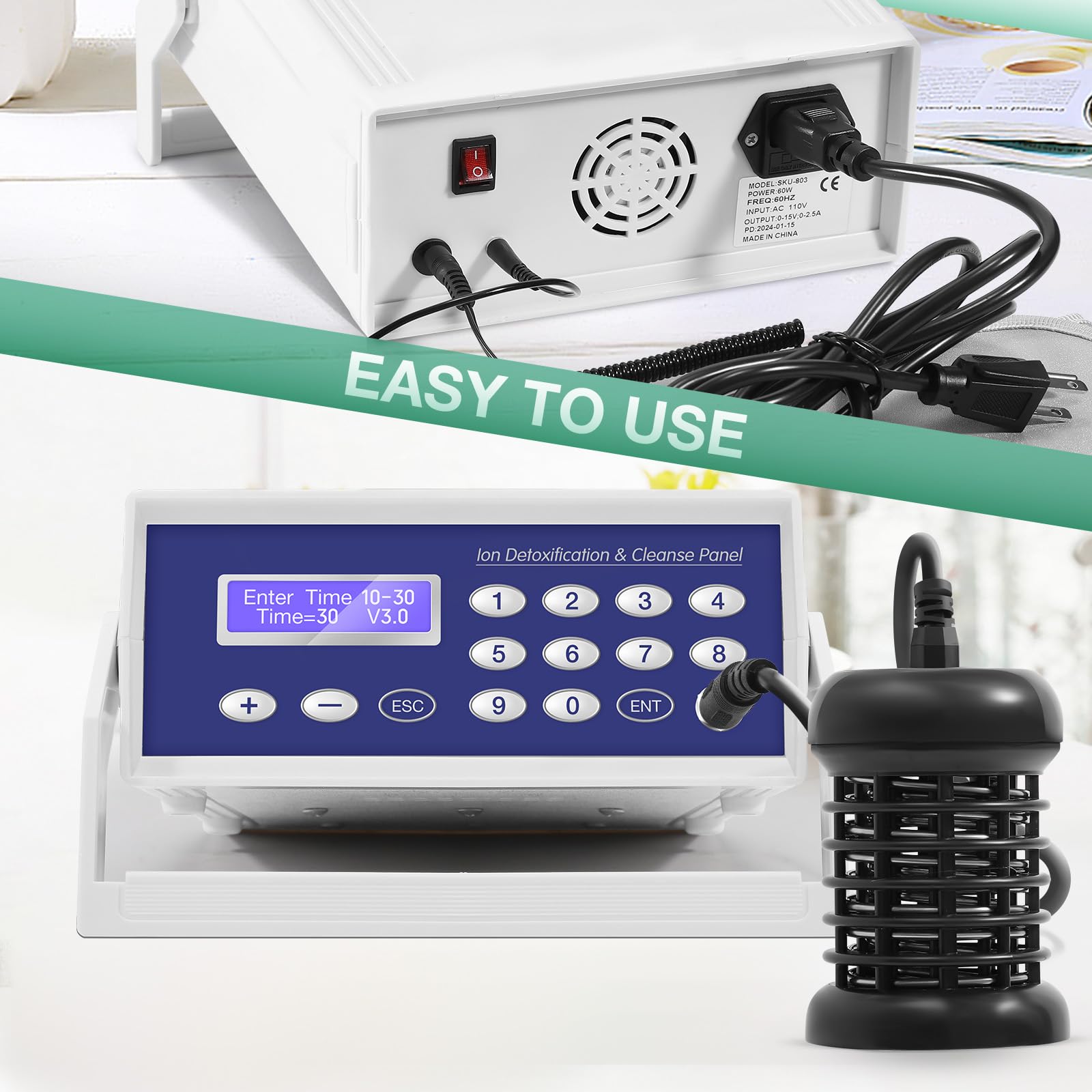 Ionic Detox Foot Bath Machine - Foot Detox Spa System with Wrist Strap & Far Infrared Waistbelt for Home Relaxation, Detoxification & Pain Relief - Perfect Holiday Gift for Health & Wellness