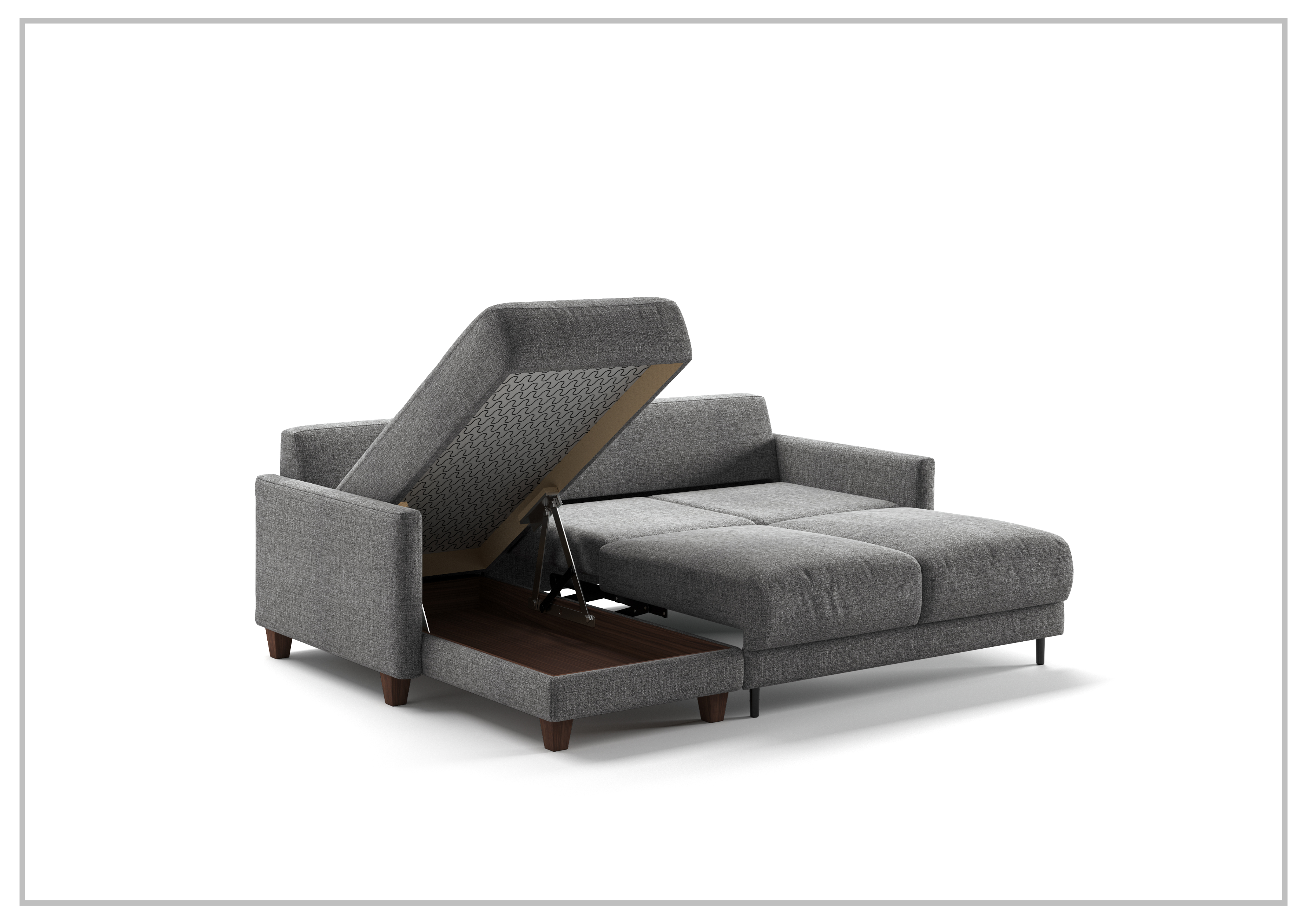 Luonto Martta Fabric Full XL Sectional Sleeper Sofa with Reversible Chaise - Modern Convertible Couch Bed for Living Room, Guest Room & Small Spaces