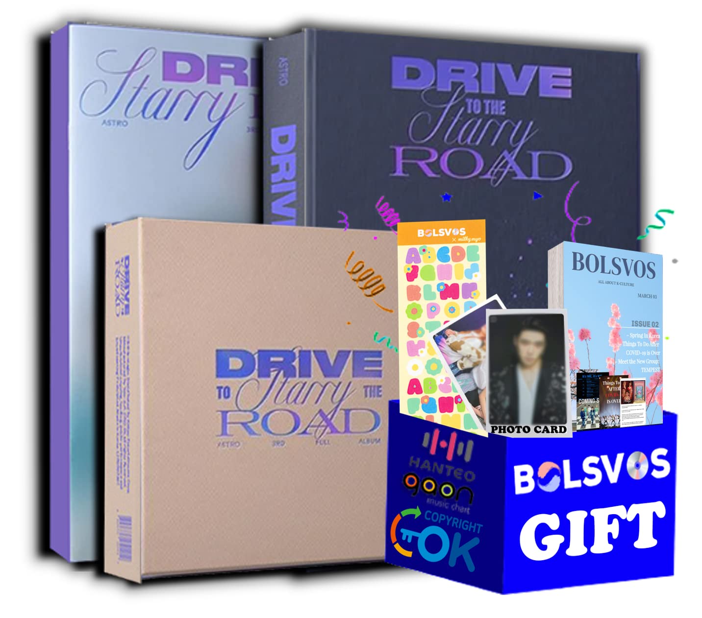 Astro - Drive to The Starry Road [Full Set] 3rd Album + Pre-Order Bonus (3 CDs, K-POP eBook, Stickers, Photocards) | K-POP Collectibles for Fans, Perfect for Gifts & Display