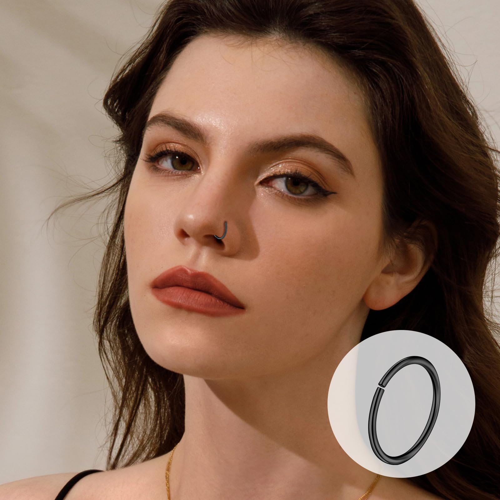 ONESING 29 Pcs Black Nose Rings for Women & Men - L Shape, Studs, Hoop Stainless Steel Nose Jewelry Set | Perfect for Piercing, Gifts & Everyday Wear