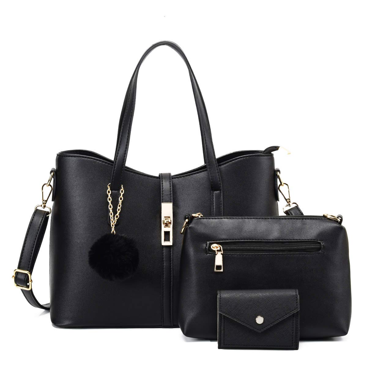 Gladdon Large PU Leather Tote Bags for Women - Stylish Shoulder Handbag with Clutch & Card Holder (3-Piece Set) | Perfect for Work, Travel, and Everyday Use