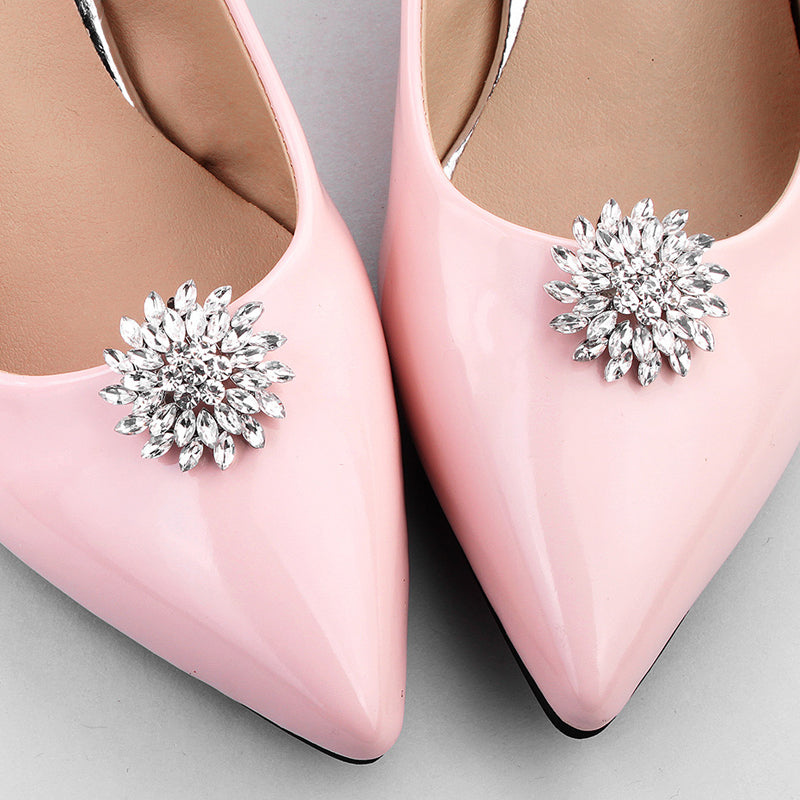 1 Pair Detachable Round Shoe Clips for Wedding Shoes - Elegant Buckle Accessories for Bridal, Prom, and Formal Occasions