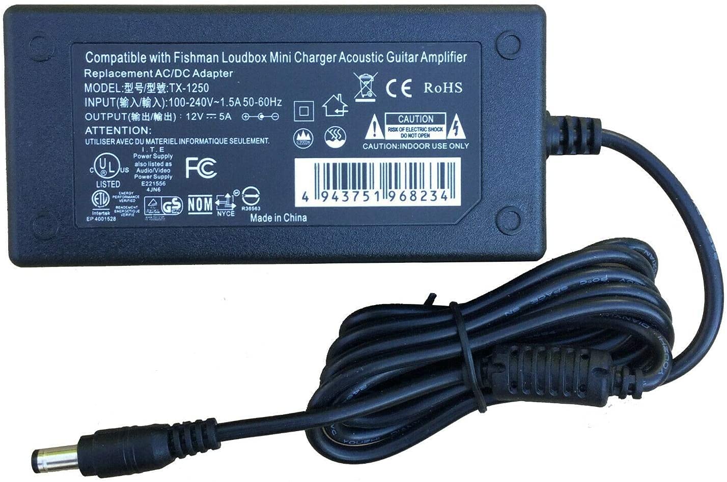 Fishman Loudbox Mini Charger Replacement - Compatible Power Adapter for Acoustic Guitar Amplifier | Perfect for Home, Studio & Live Performances