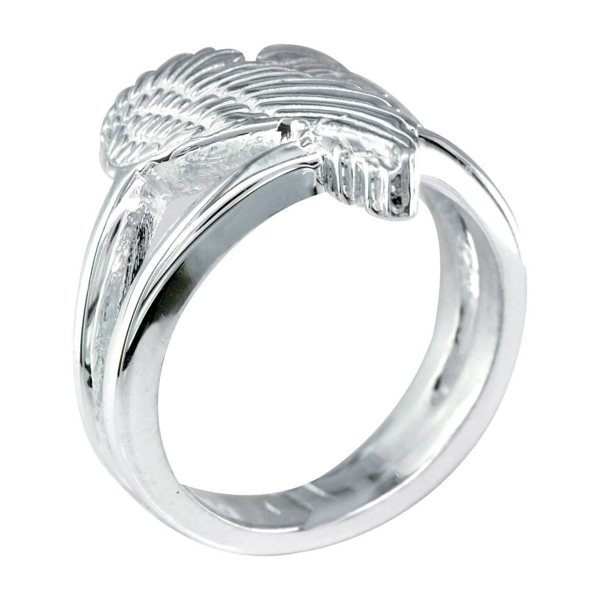 Medium Angel Heart Wings Ring - Sterling Silver 17mm Love Wings Jewelry for Valentine's Day, Anniversary & Romantic Gifts