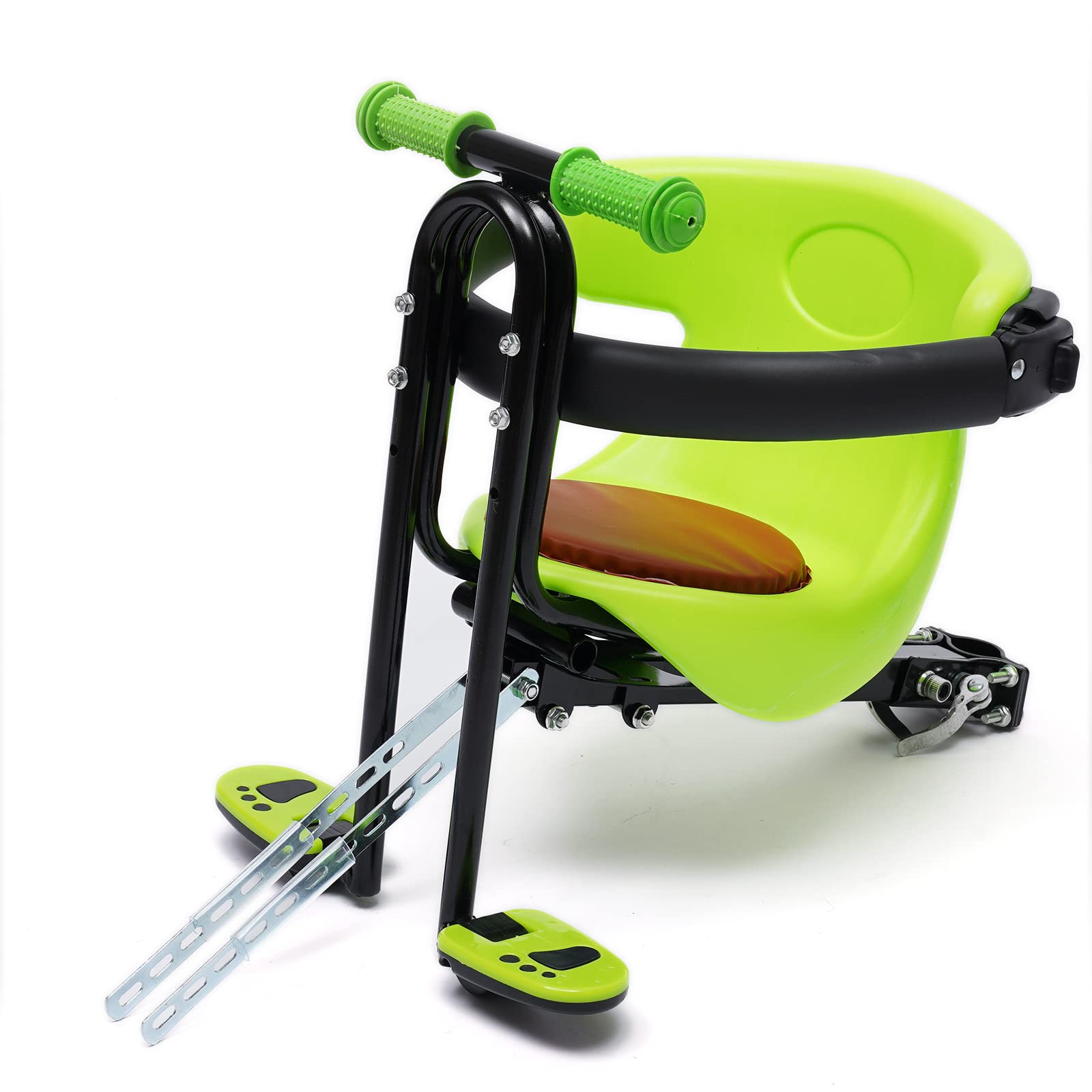 **Safe & Stable Front Child Bike Seat with Handrail - Comfortable Cushioned Chair for Toddlers & Kids - Perfect for Family Cycling, Commuting & Outdoor Adventures**
