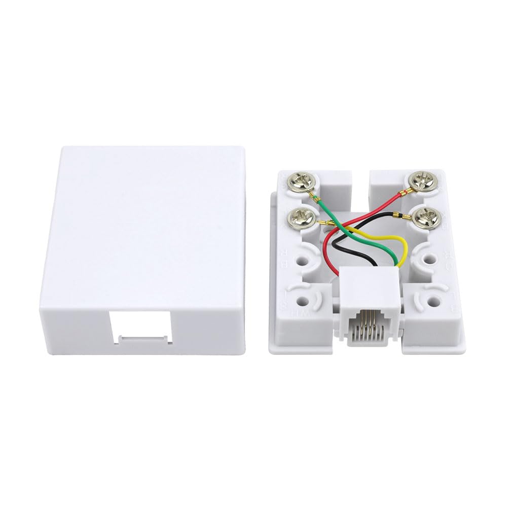 Skywalker Modular Surface Mount Phone Jack - White RJ45 Ethernet Wall Plate for Home & Office Network Installation