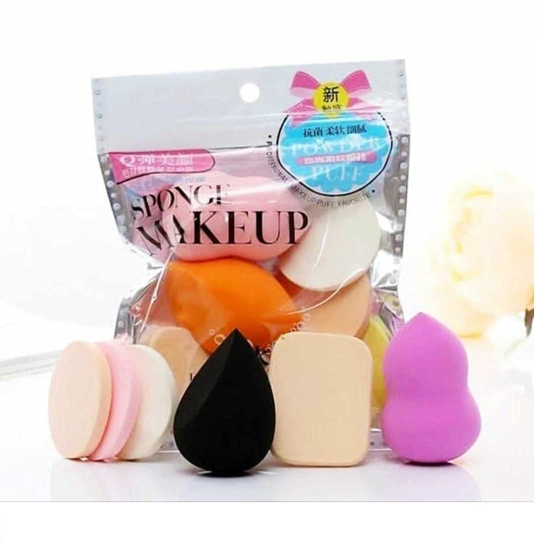 Organic Mushroom Powder Puff Blender Sponge - 6-in-1 Makeup Beauty Blender Set (Pack of 7, Multicolor) for Flawless Foundation, Concealer & Powder Application - Perfect for Travel, Professional Makeup & Everyday Use