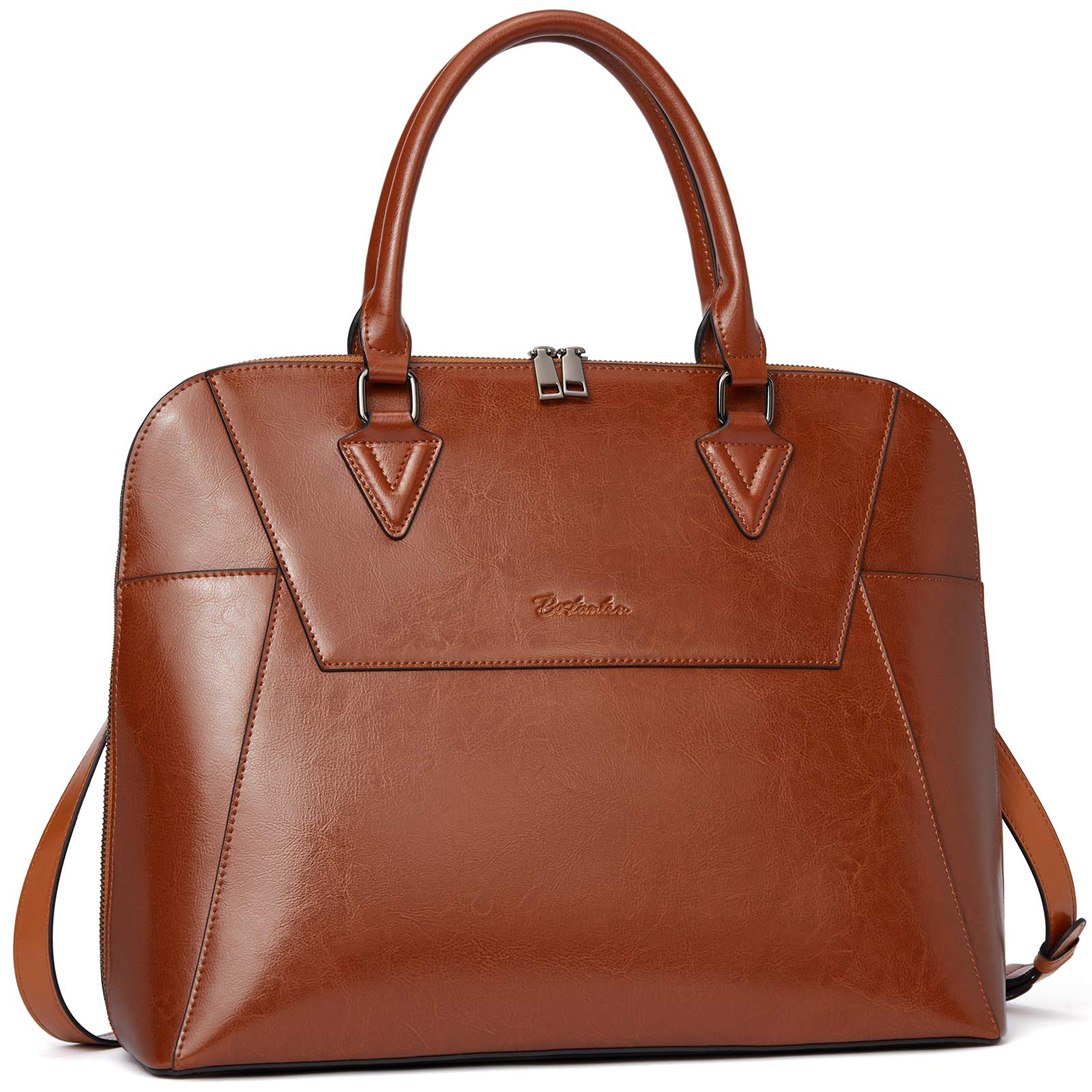 BOSTANTEN Women's Leather Briefcase - 15.6 Inch Laptop Bag for Work, Office & Travel - Professional Shoulder Bag & Crossbody Handbag - Perfect for Business Meetings, Commuting & Daily Use