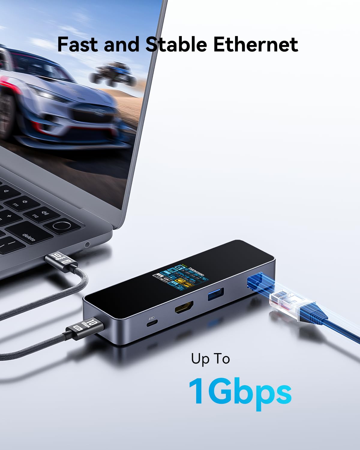 DOCKCASE 6-in-1 USB C Hub with 4K HDMI, Gigabit Ethernet, 100W PD - USB C Adapter for MacBook Pro/Air, Dell XPS, iPad Pro | Portable Laptop Docking Station for Work, Travel & Home Office