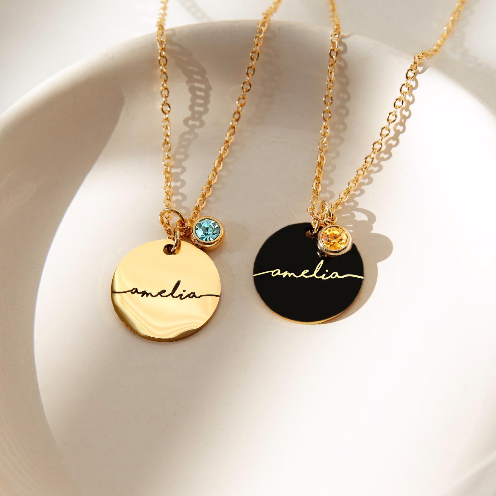 Personalized Birthstone Name Necklace for Women - Custom Gold Plated Pendant Charm Jewelry for Mom, Grandma & New Moms - Perfect Mother's Day Gift, Birthday Present & Special Occasion Jewelry - Elegant Everyday Wear & Meaningful Keepsake