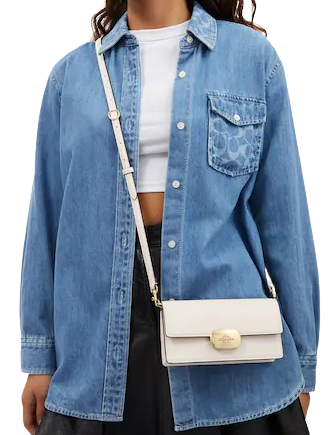 Coach Eliza Small Flap Crossbody Bag for Women - Genuine Leather Shoulder Purse with Adjustable Strap, Perfect for Work, Travel & Everyday Use