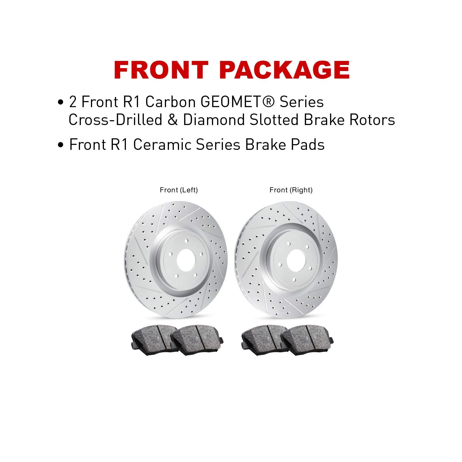 R1 Concepts Premium Front Brake Kit - Ceramic Brake Pads & Rotors for 2003-2007 Cadillac CTS | High-Performance Braking System | Perfect for Daily Driving & Performance Upgrades