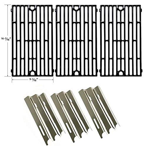 Jenn Air JA460 JA461 JA461P JA480 JA580 Gas Grill Replacement Kit - 3 Heat Shields & 3 Cooking Grates - Perfect for Outdoor BBQ & Backyard Grilling