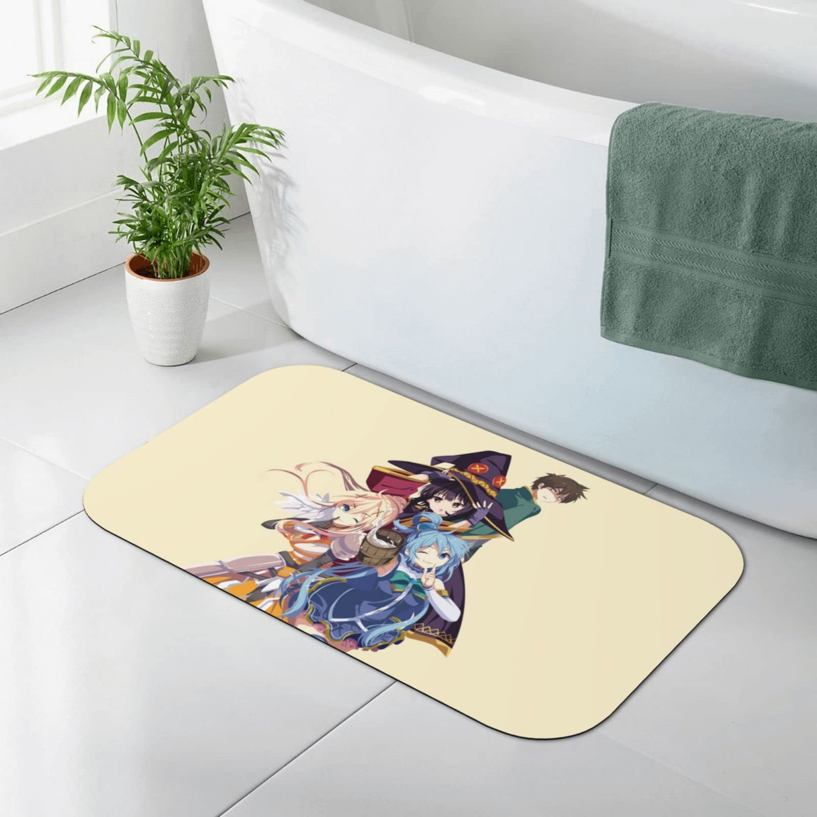 Premium Anime KonoSuba Diatomaceous Earth Bath Mat - Non-Slip Quick Dry Bathroom Rug, Super Absorbent Shower Mat for Bathroom, Kitchen & Hotel (19.7x31.5 Inches) - Perfect for Anime Fans' Home Decor & Wet Area Safety
