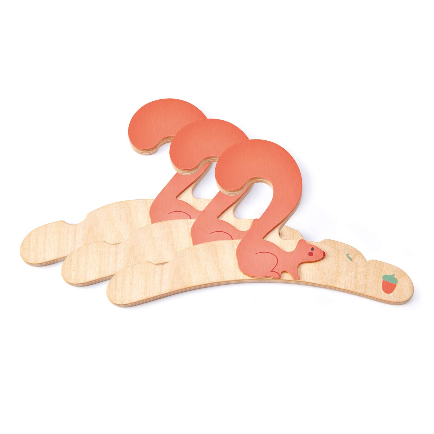 Tender Leaf Toys - Wooden Squirrel Hanger Set for Kids | Montessori Animal-Themed Room Decor | Perfect for Nursery, Playroom & Toddler Bedroom Organization