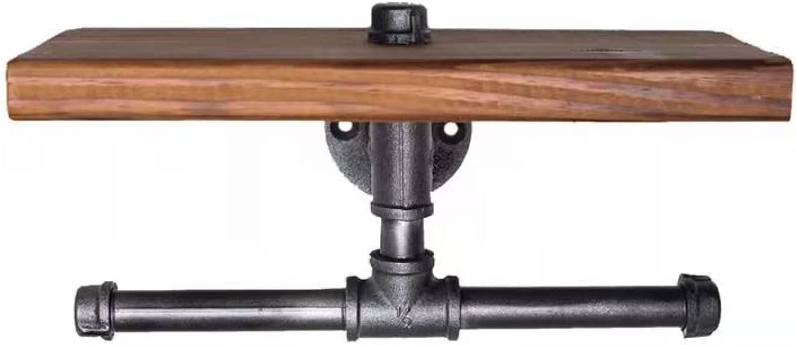 Vintage Industrial Pipe Wall-Mounted Toilet Paper Holder with Rustic Shelf - Double Roll Toilet Tissue Storage for Bathroom, Washroom & Kitchen - Perfect for Farmhouse, Loft & Industrial Style Decor