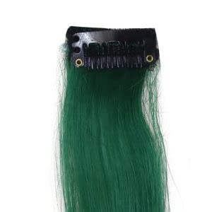 Neaama Clip-In Colored Hair Extensions for Women - 2 Pack Green Straight Synthetic Hair Streaks with Easy Snap Clip for Parties, Cosplay & Halloween Costumes - Fun Hair Highlights for Girls & Teens