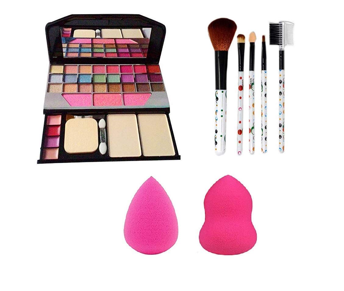 ClubBeauty 6155 Professional Makeup Kit with 5-Piece Brush Set & 2 Blender Puffs - Complete Cosmetic Collection for Makeup Artists, Beginners & Everyday Beauty Routine | Perfect for Home Use, Travel & Professional Makeup Application