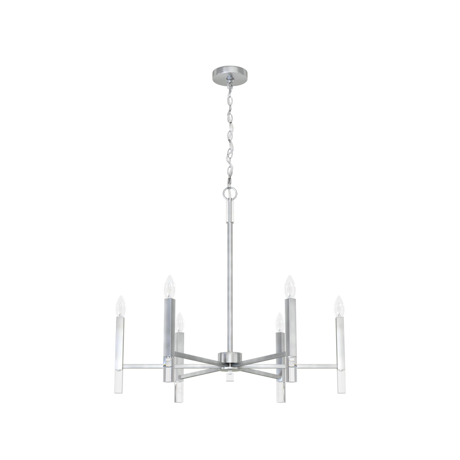 Elegant Sunny Six-Light Chandelier - Modern Crystal Ceiling Light Fixture for Dining Room, Bedroom & Living Room Decor