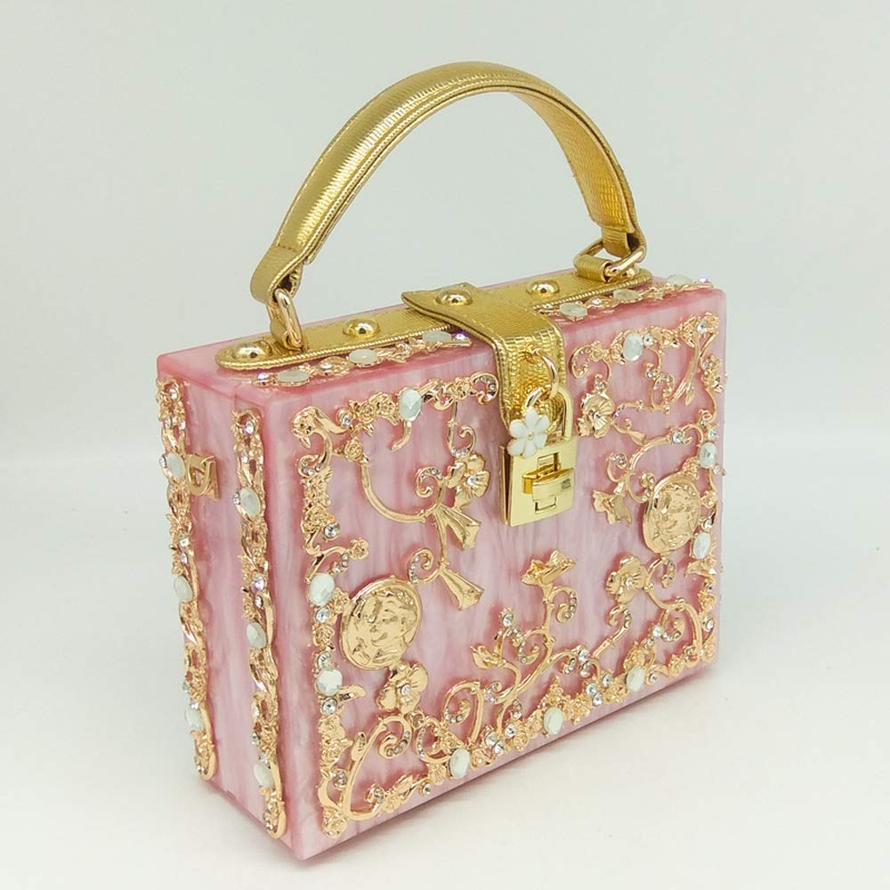 Stylish Acrylic Flower Shoulder Bag for Women - Rhinestone Evening Crossbody Purse for Parties & Events