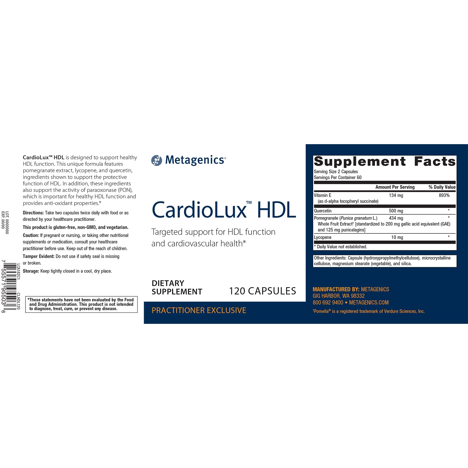 Cardiolux HDL Cholesterol Support Supplement - 120 Capsules | Heart Health & Cardiovascular Support for Men & Women | Daily Wellness & Cholesterol Management