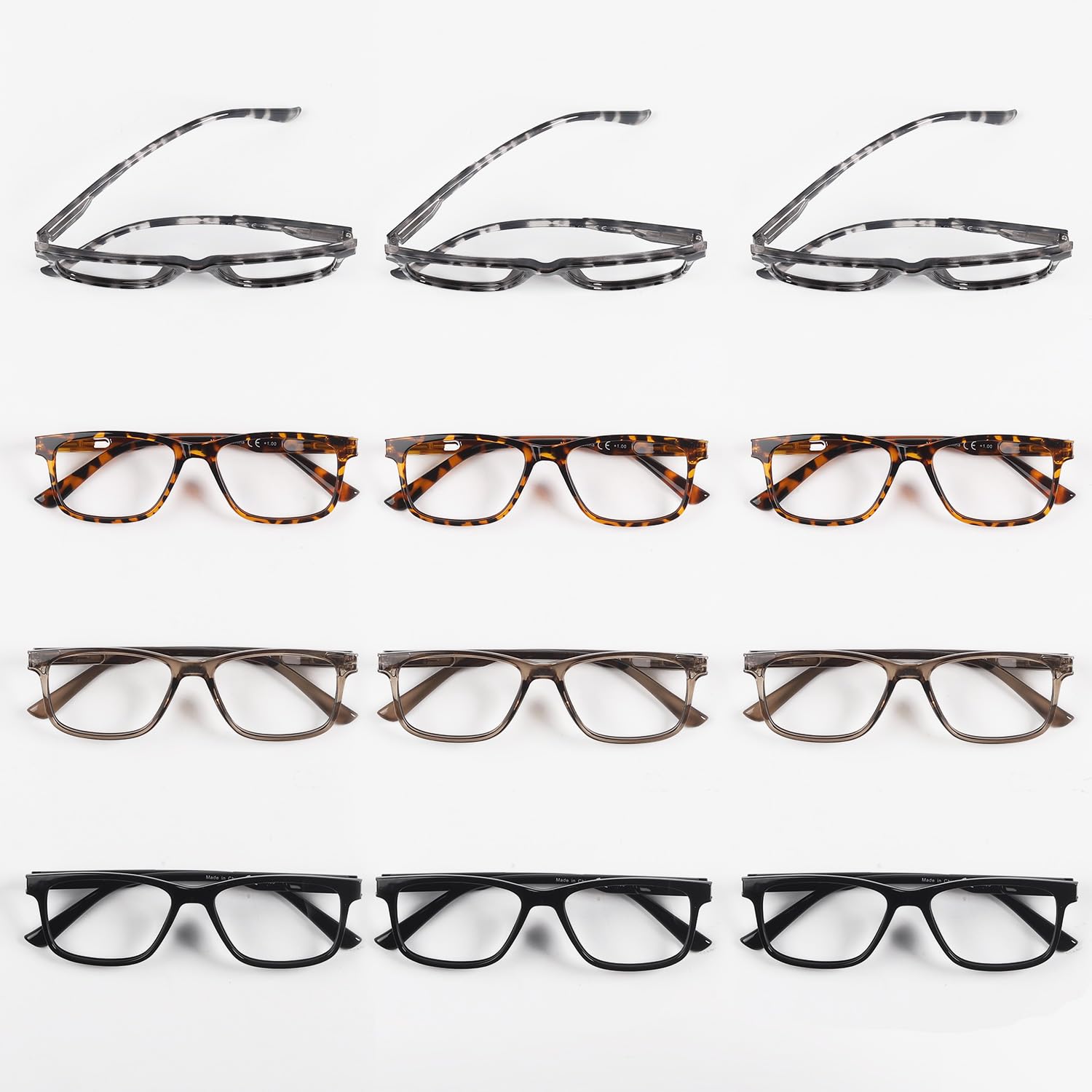 Eyekepper 12 Pack Fashion Reading Glasses for Men and Women +0.50 Strength - Lightweight Comfortable Readers for Office, Computer Work & Daily Reading