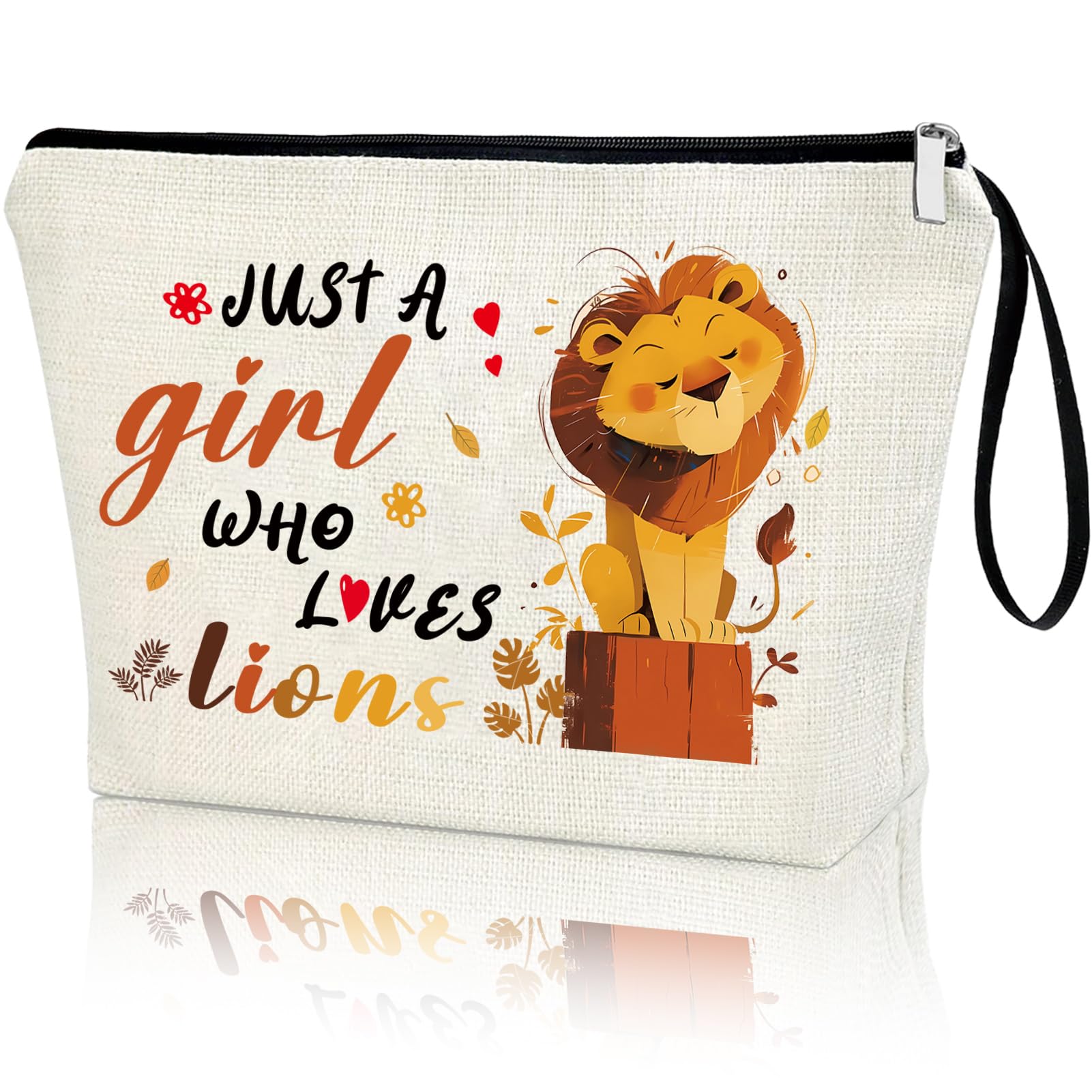 Lion Makeup Bag for Women - Jungle Themed Birthday Decor, Christmas Gift for Lion Lovers, Friends, Daughter, Sister, Niece - Cartoon TV Show Merchandise | Perfect for Travel, Cosmetics Storage & Lion-Themed Party Favors