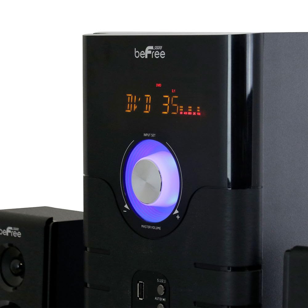 beFree Sound BFS-500 5.1 Channel Wireless Bluetooth Speaker System with Surround Sound - Blue | Home Theater, Gaming & Movie Night Audio Solution