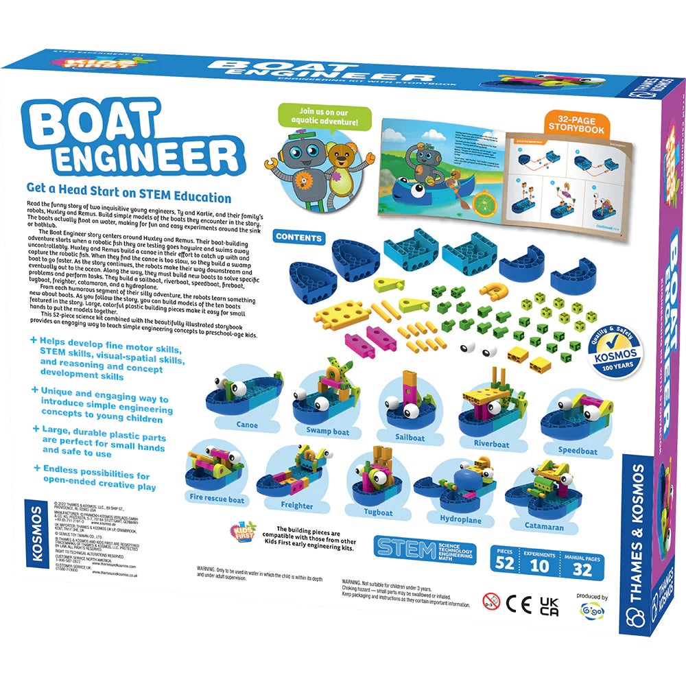 Kids First: Boat Engineer STEM Building Toy Set - Educational Science Kit for Children Ages 5-10 - Perfect for Classroom Activities & Birthday Gifts