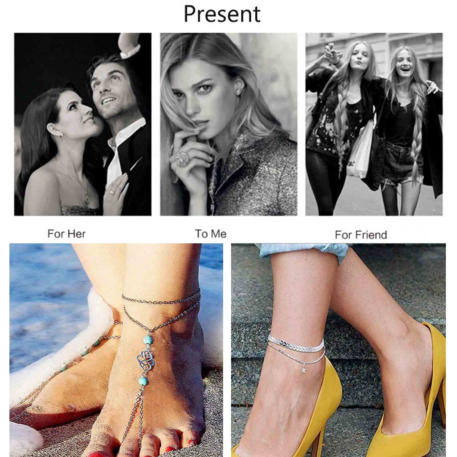Boho Layered Infinity Ankle Bracelet - Silver Satellite Anklet with Black Rope Chain, Retro Foot Jewelry for Women, Personalized Summer Gift | Perfect for Beach Vacations, Music Festivals & Boho Fashion