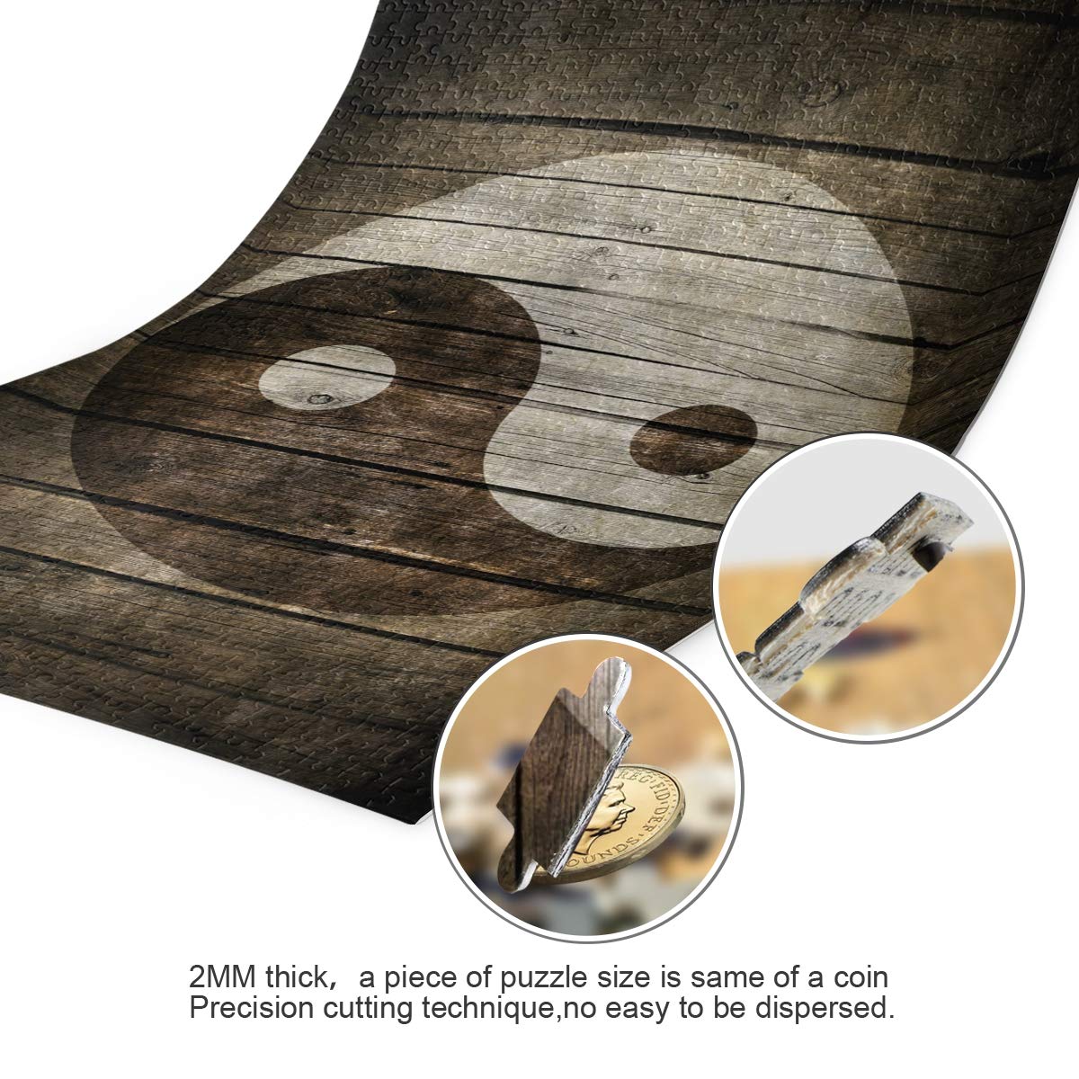 1000 Piece Yin Yang Wooden Jigsaw Puzzle for Adults & Kids - Challenging Brain Teaser for Family Game Night & Home Decor