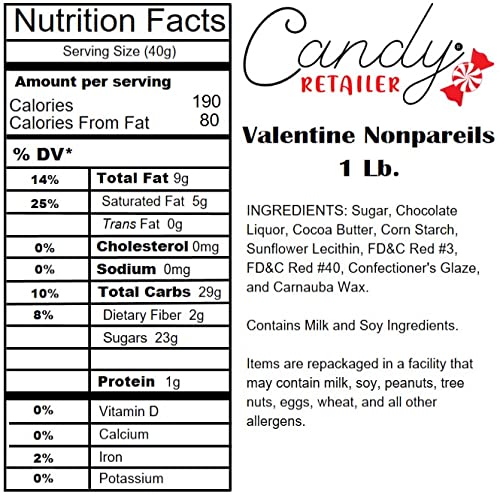 Valentine's Day Nonpareils Candy - 1 Lb Bulk for Baking, Decorating & Gift Giving - Perfect for Cupcakes, Cookies & Party Favors