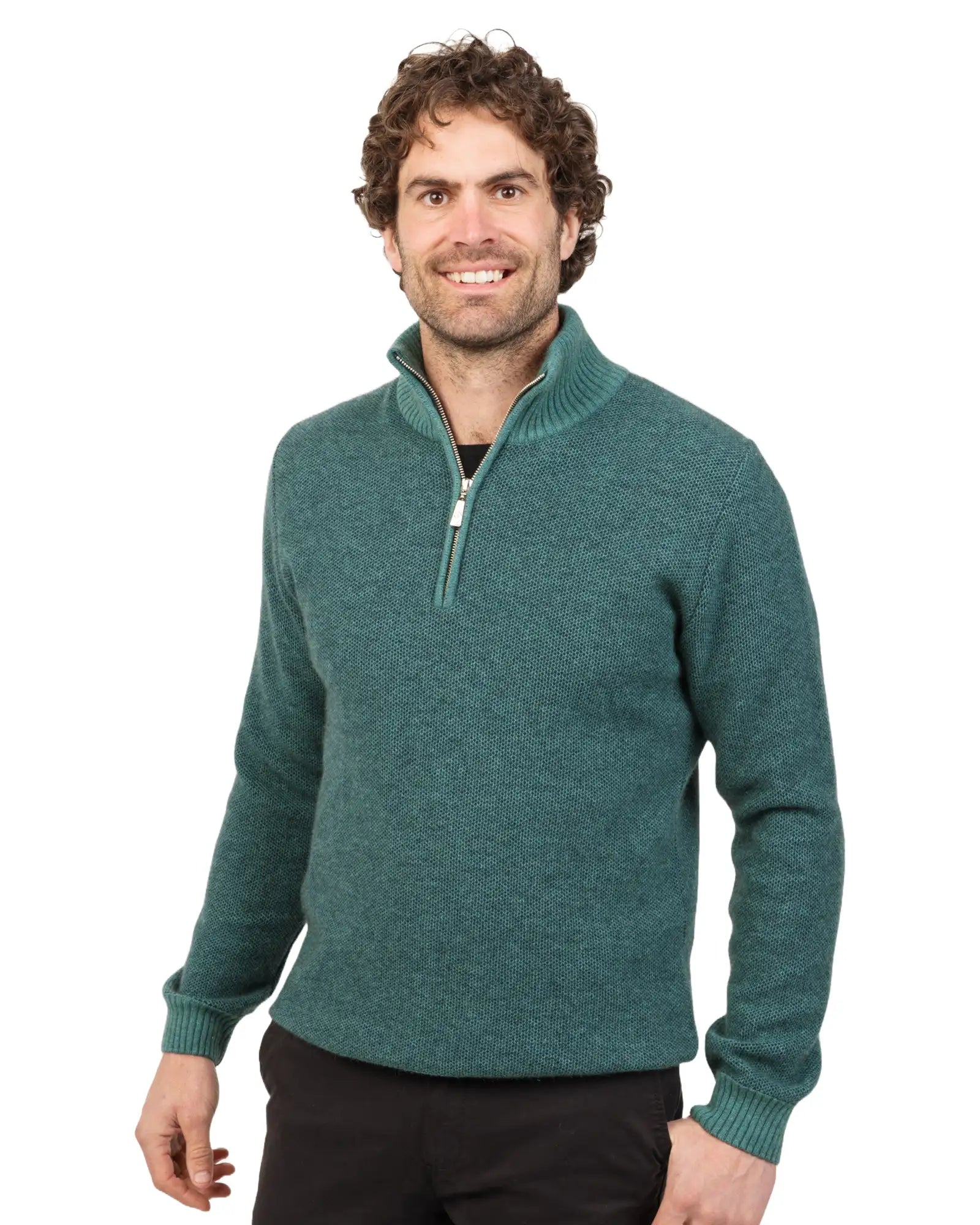Mist Men's Textured Half Zip Sweater NE338 - Stylish Pullover for Casual Wear, Outdoor Activities & Layering in Fall/Winter