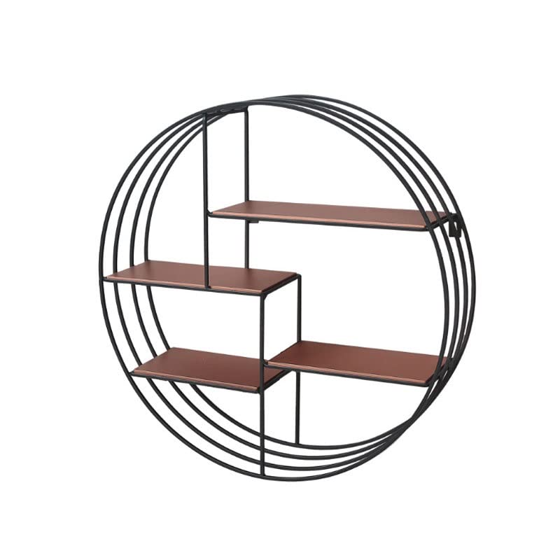 Round Floating Wall Shelf - Rustic Iron Wall Mounted Storage Shelf for Pantry, Living Room, Bedroom, Kitchen & Entryway | Space-Saving Home Decor & Organizer