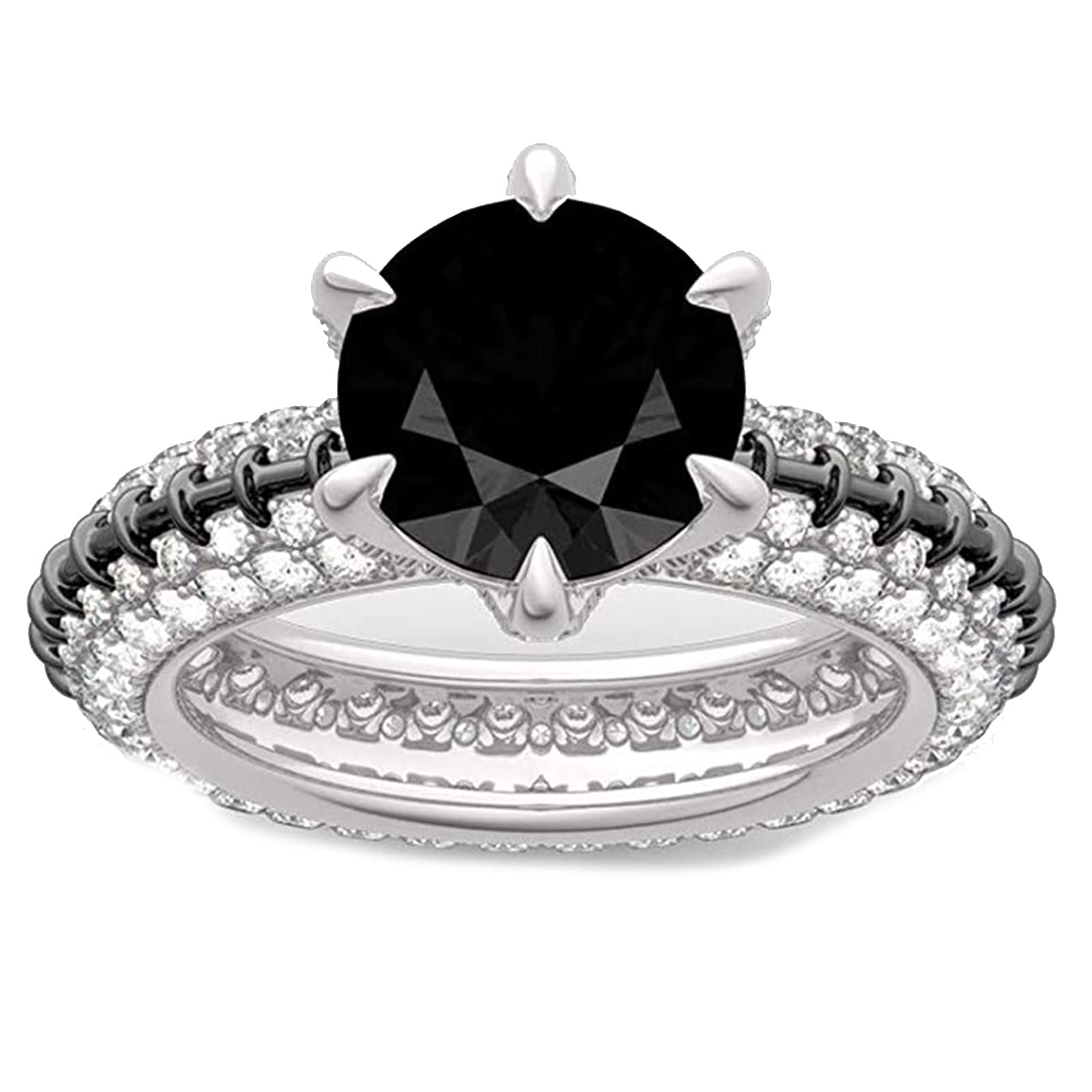 1.5 Carat Black Diamond Engagement Ring for Women - 925 Sterling Silver Round Cut Cubic Zirconia Eternity Band - Anniversary, Promise & Romantic Jewelry Gift (Perfect for Weddings, Proposals & Special Occasions)