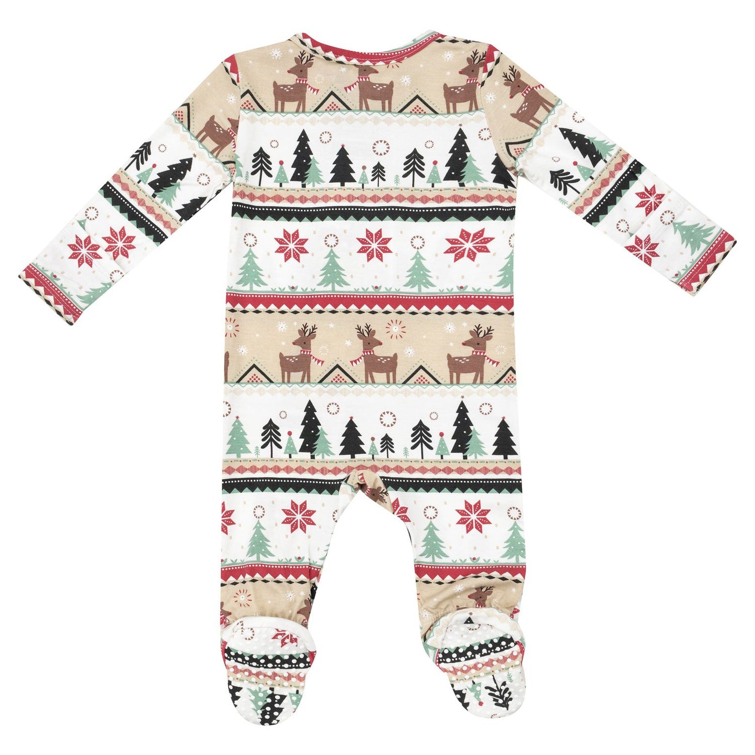 Bamboo 2-Way Zipper Footie Pajamas - Reindeer Fair Isle Print - Soft & Cozy Winter Sleepwear for Kids - Perfect for Christmas & Holiday Family Photos