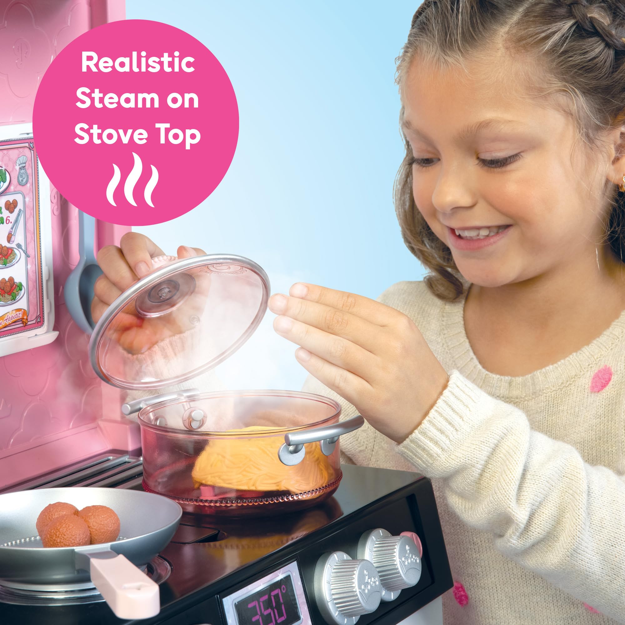 Disney Princess Pretend Play Kitchen Set for Kids - Interactive Toy Kitchen with Realistic Steam, 35+ Accessories & Complete Meal Kit - Perfect for Role Play, Birthday Gifts & Preschool Learning