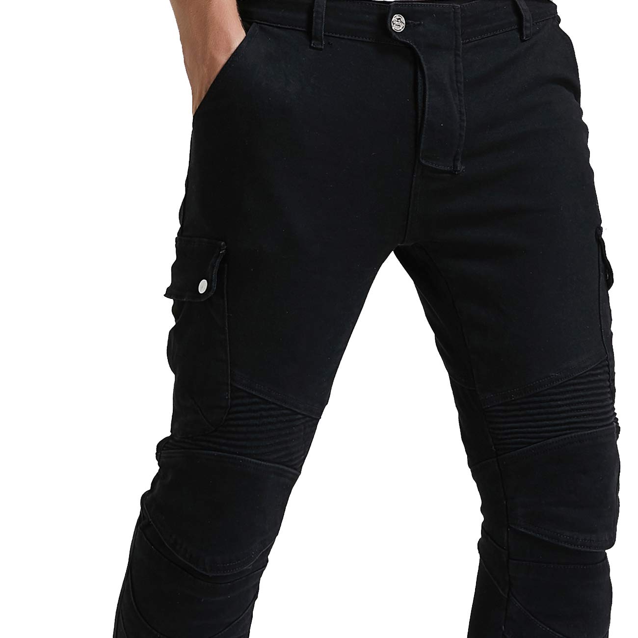 Takuey Motorcycle Riding Jeans for Men - CE Level 2 Certified Knee & Hip Armor (4X Upgraded Protection) - Black - Size 30 - Durable Biker Pants for Commuting & Adventure Riding