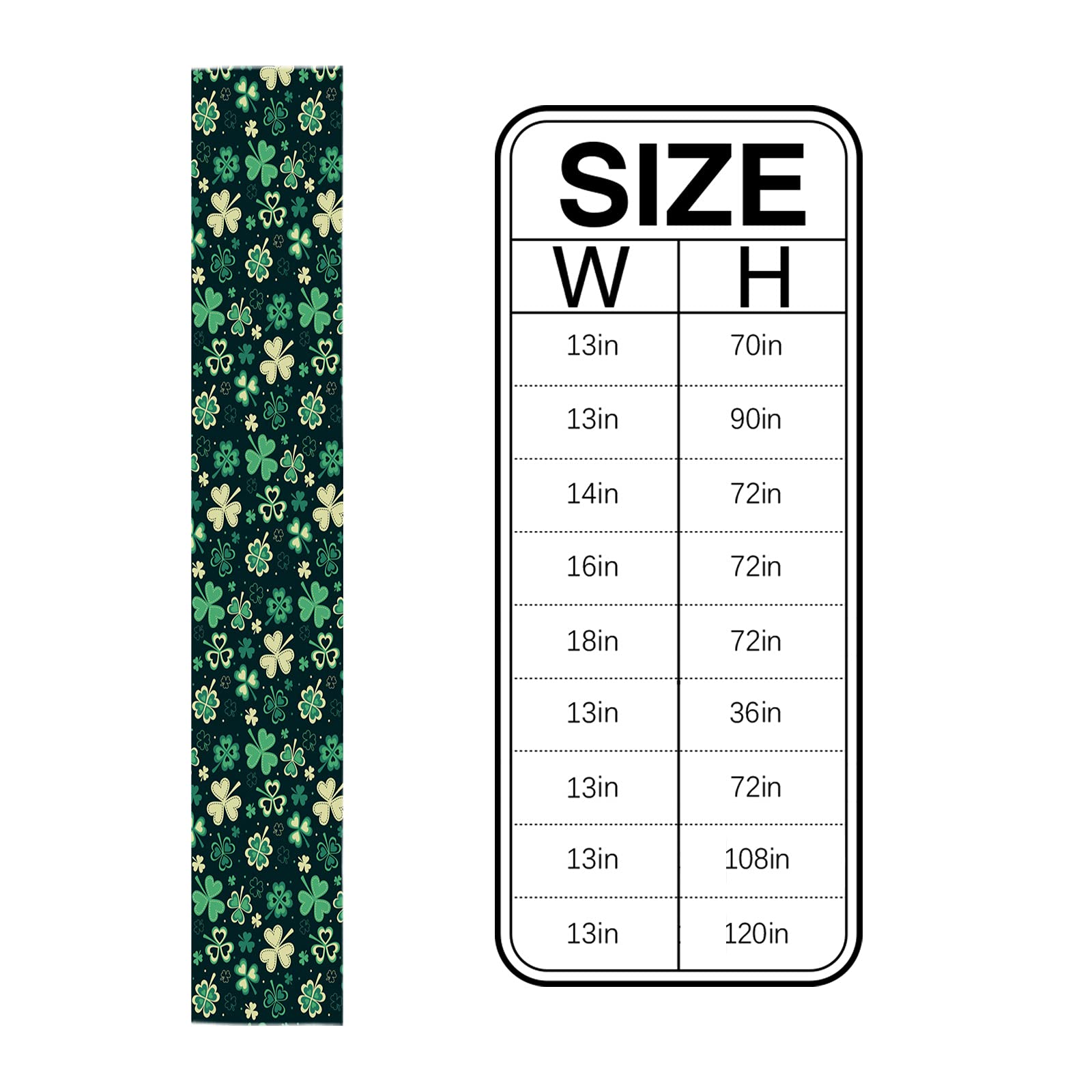 Durable Fabric Table Runner - Saint Patrick's Day Clover Pattern Washable Linen Table Cover for Kitchen, Dining Table, Home Decor (13x70 Inches) | Perfect for Indoor & Outdoor Use, Parties, and Holiday Celebrations