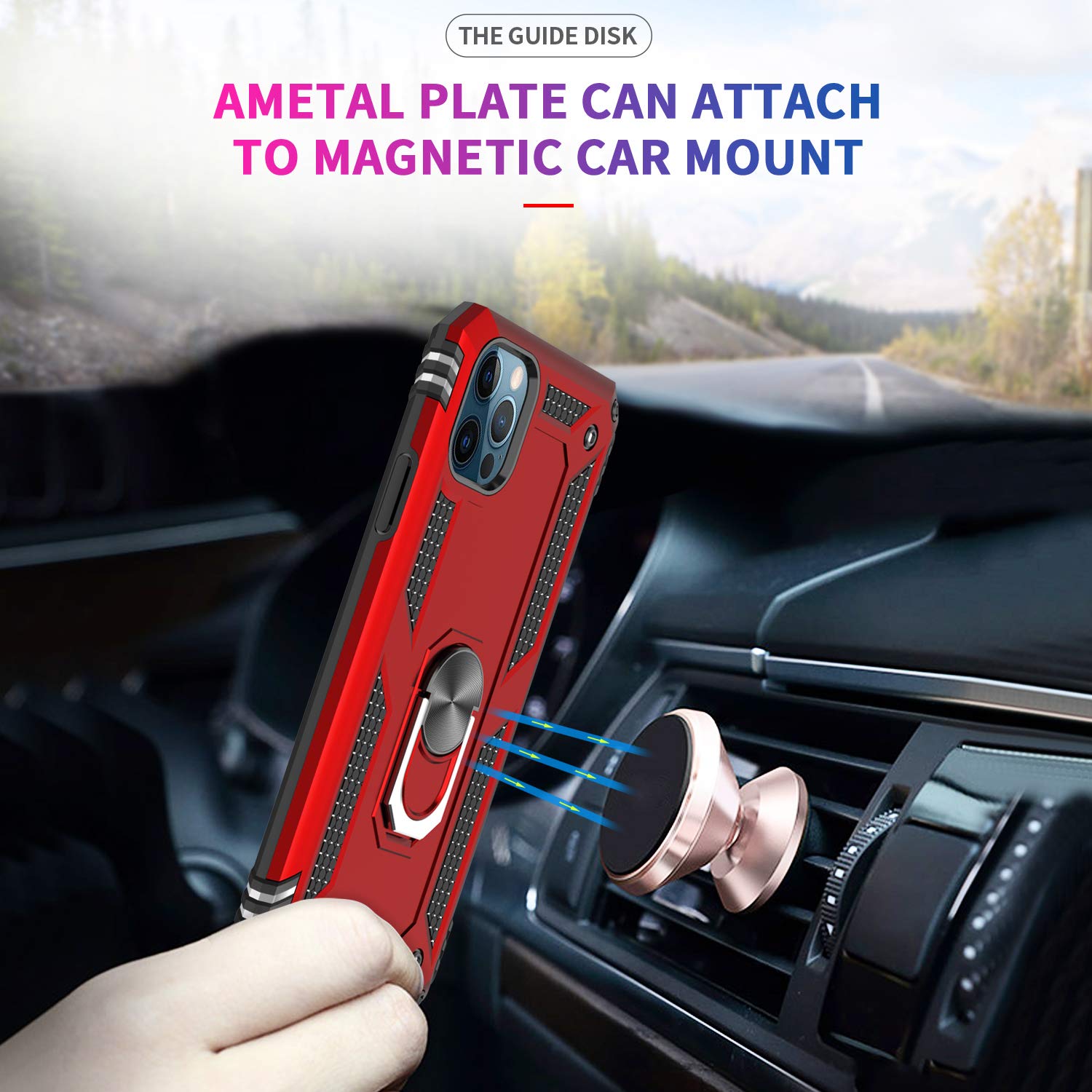 LeYi iPhone 12 Pro Max Case with [2 Pack] Tempered Glass Screen Protector & Camera Lens Cover - Military-Grade Shockproof Phone Cover with Kickstand for Men & Women (Red) - Perfect for Outdoor Activities, Travel & Daily Protection